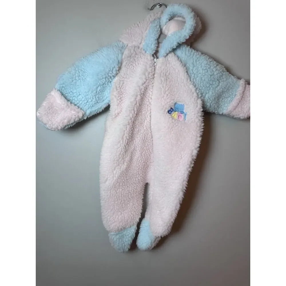 Vintage Cuddletime Infant Girls Bunting Sherpa Fleece Outerwear 0-3 mos USA Made